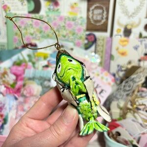Vintage Praying Holy Mackerel Christmas Ornament Fish Moving Tail Heavy 2000 BIL
